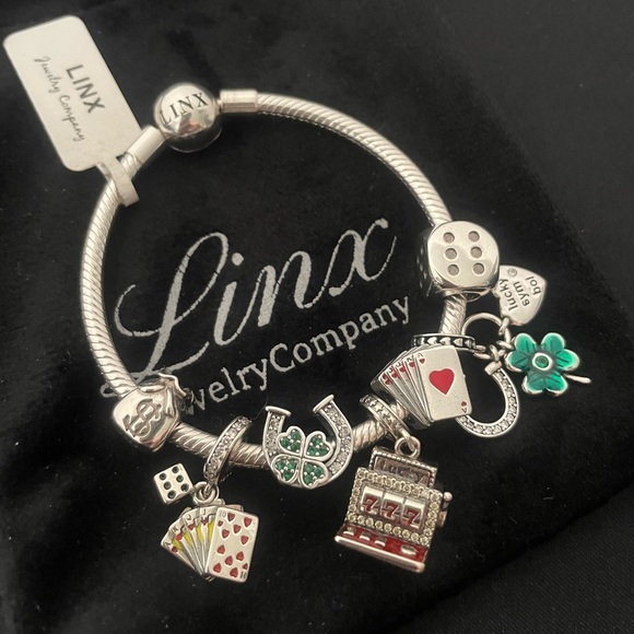 Linx Snake Chain Bracelet with Gambling and Casino Themed Charms - Picture 8 of 8